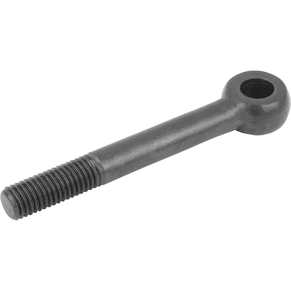 Kipp Eye Bolt Without Shoulder, M6, 43 mm Shank, 6 mm ID, Steel, Black
